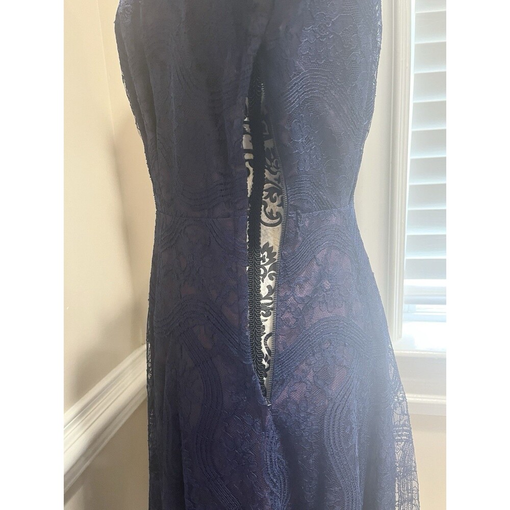 VTG 50’s Cocktail Prom Blue Lace Purple Taffeta Dress Womens Handmade*Flaw - Picture 9 of 16